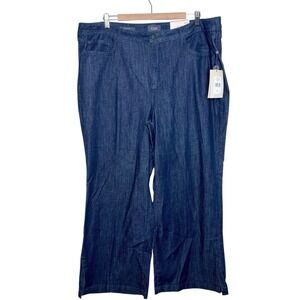 NYDJ Teresa Wide Leg Ankle Jeans Womens Size 20W Dark Rinse Mid Rise Stretch
